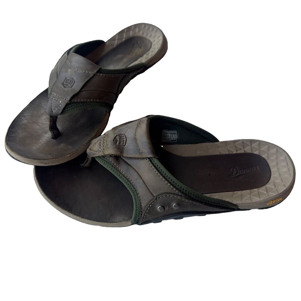 Danner Lost Coast Men's Leather Sandals Flip Flops Vibram Megagrip Size 9 Brown